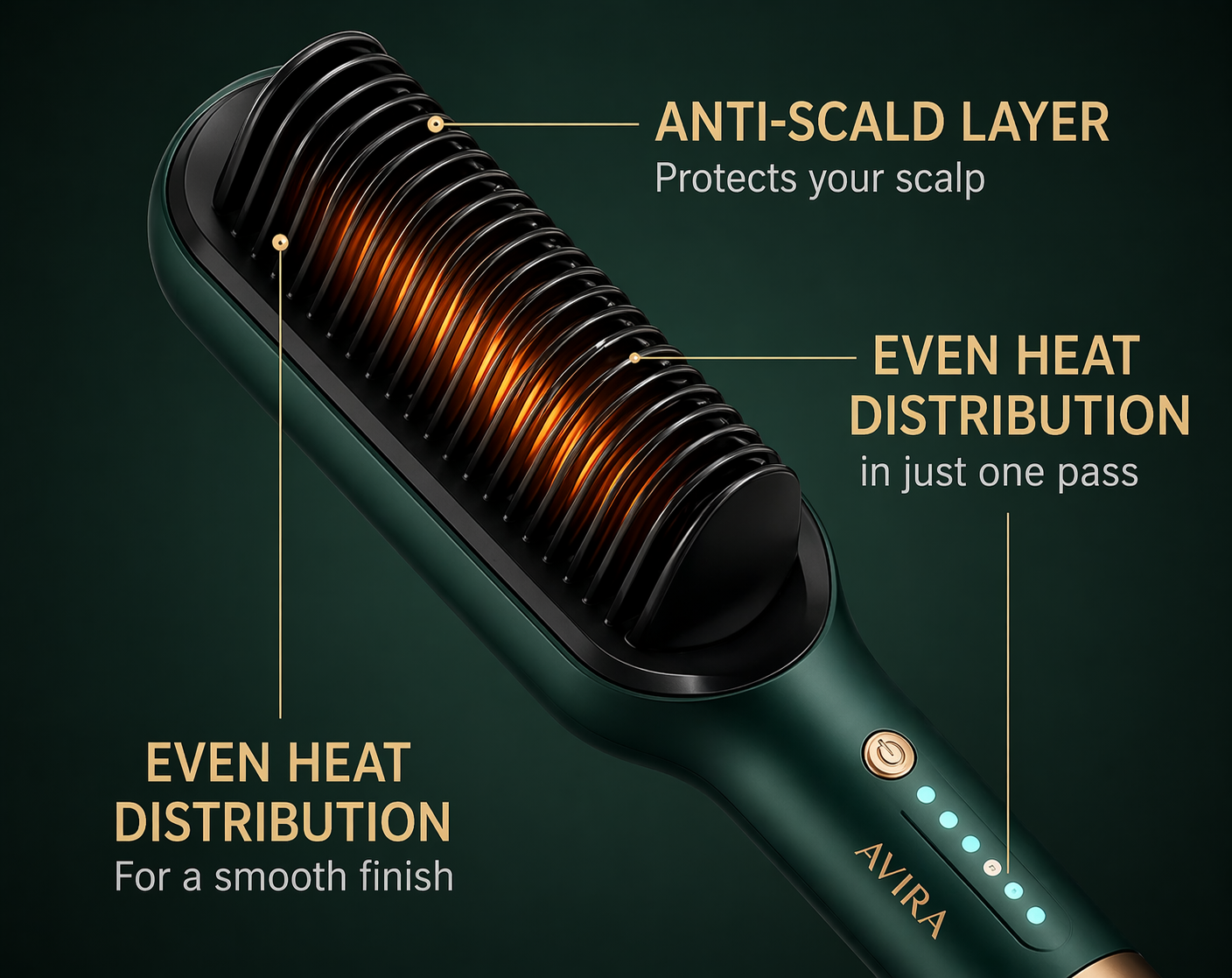 CareBrush PRO 3-in-1 Ceramic Hair Straightening Brush For Women