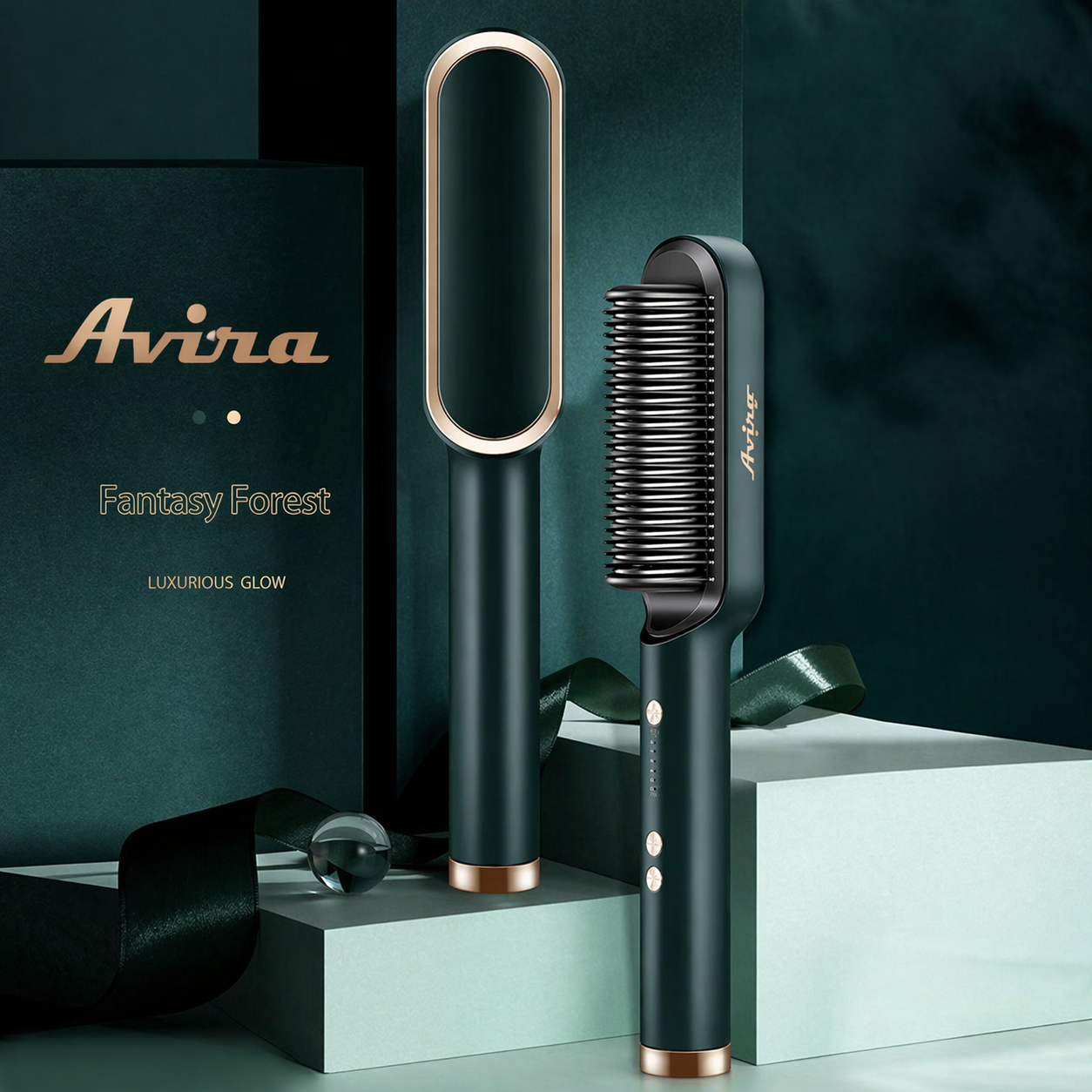 CareBrush PRO 3-in-1 Ceramic Hair Straightening Brush For Women