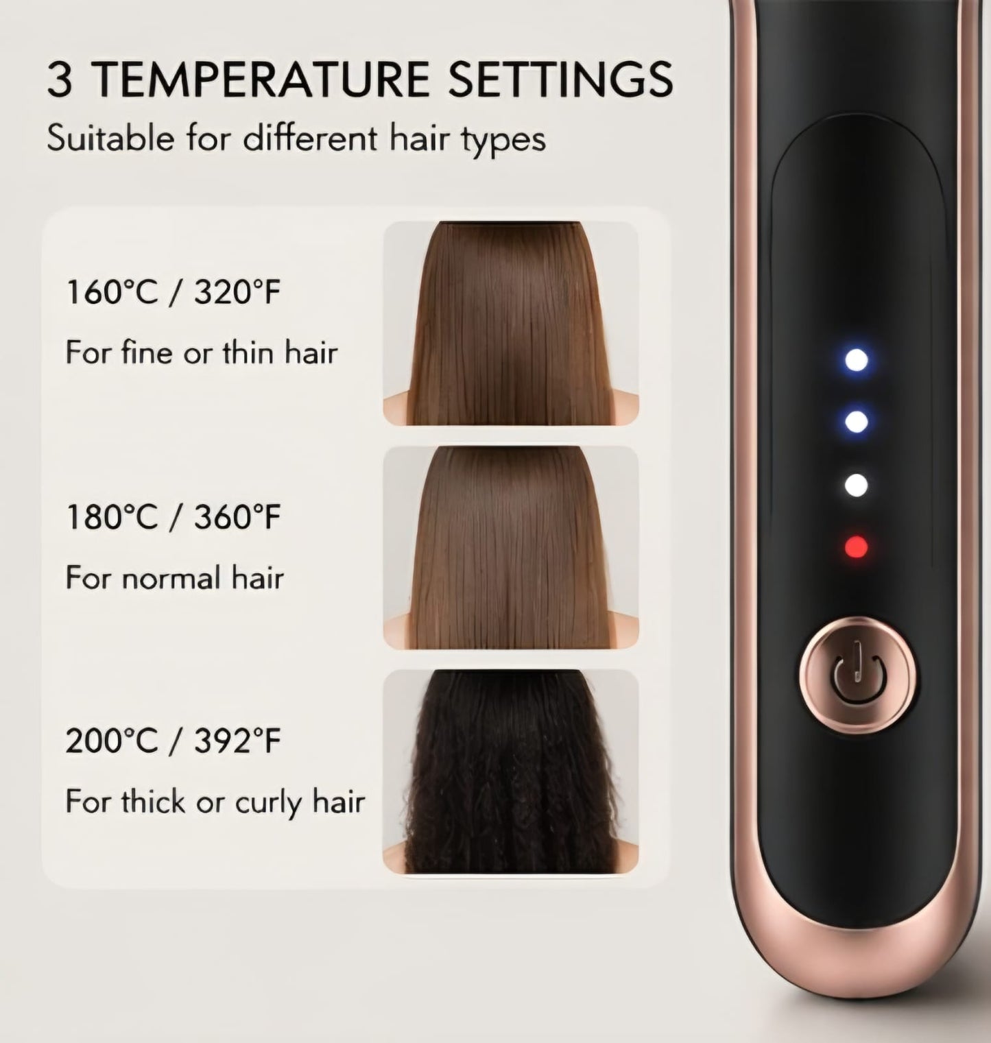 CareBrush PRO 3-in-1 Ceramic Hair Straightening Brush For Women